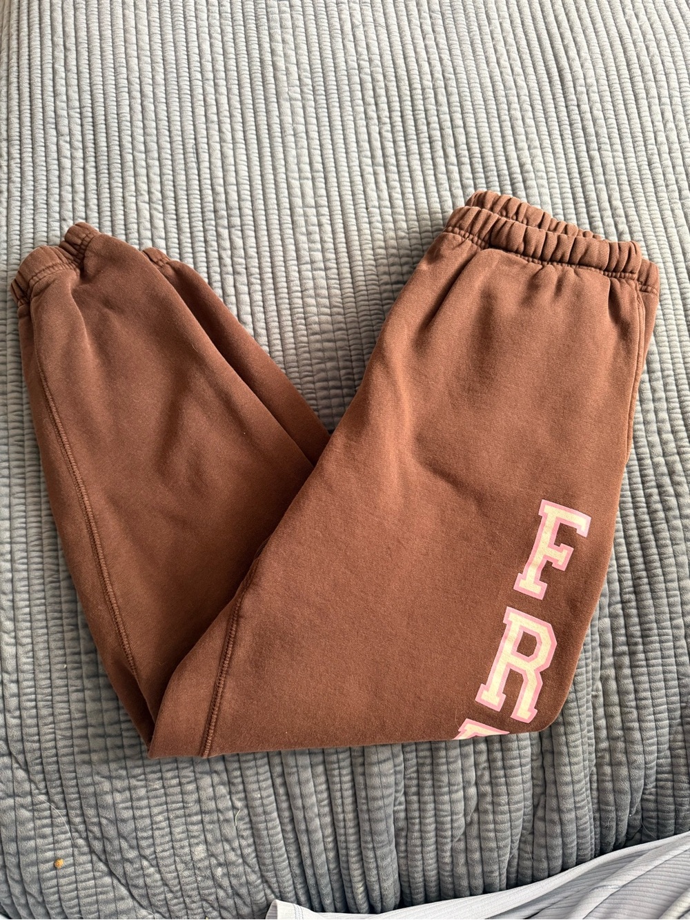 Ami Rust Brown Track Joggers with Pink Lettering